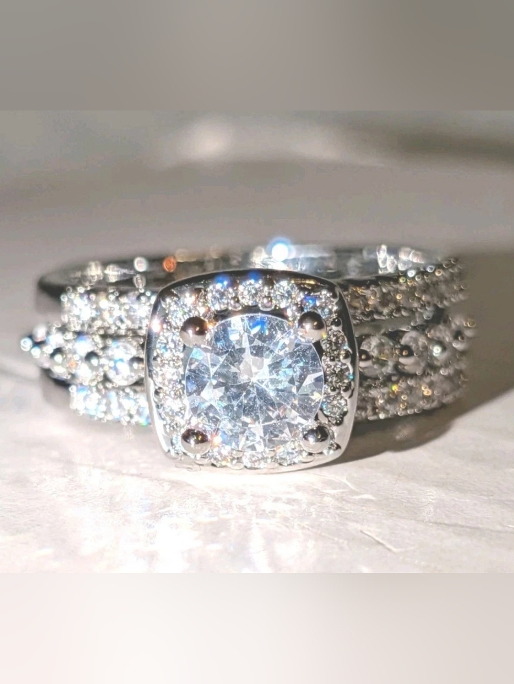 925 Silver 4ct Lab-Created Princess Cut Diamond Wedding Ring Set For Women Sz 8 - Picture 7 of 17